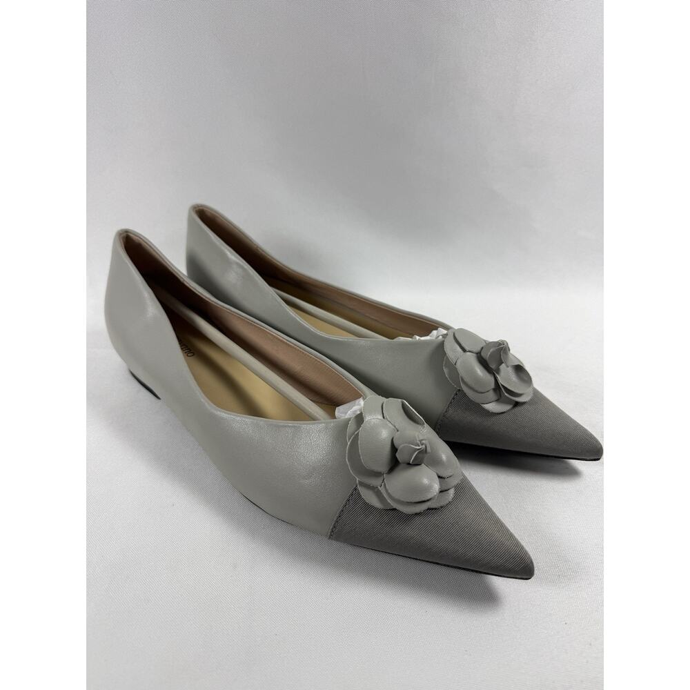 NEW C.Paravano Women’s Pointed Toe Floral Ballet Flats Gray EU 41 US 10 Dress